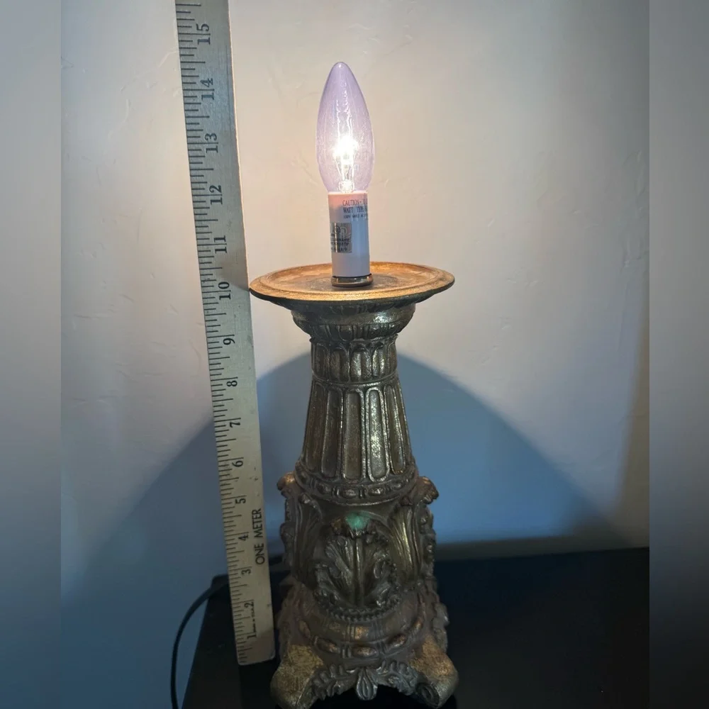 VTG Gold Resin Column Table Accent Lamp ~14”H China‎ Estate Hollywood Regency